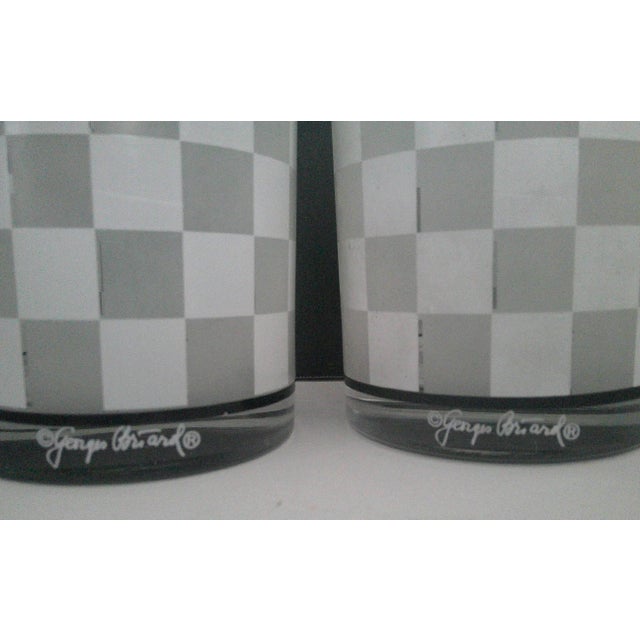 Vintage Signed Georges Briard Frosted Checkers MCM Lowball Glasses - Set of 2 A wonderful pair of Mid-Century Modern, Op...