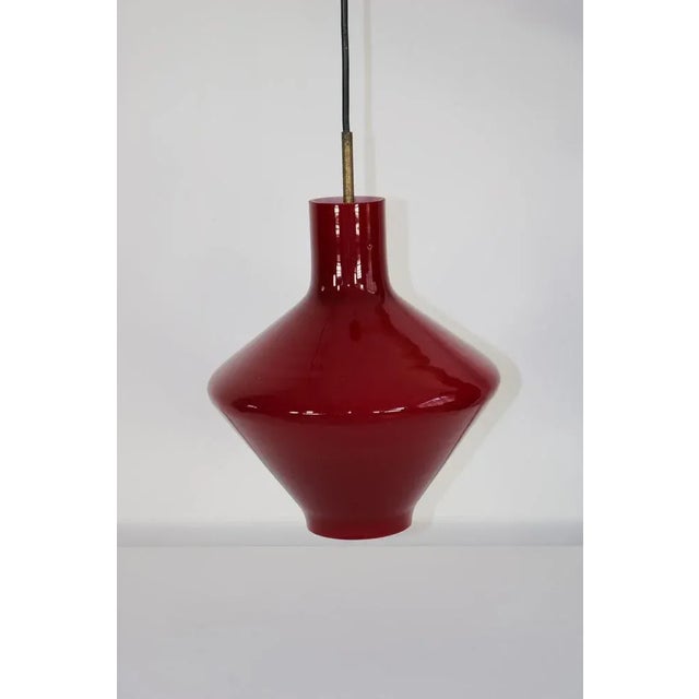 Mid-Century Modern Italian Red Murano Glass Pendant Lamp, 1950s For Sale - Image 3 of 13