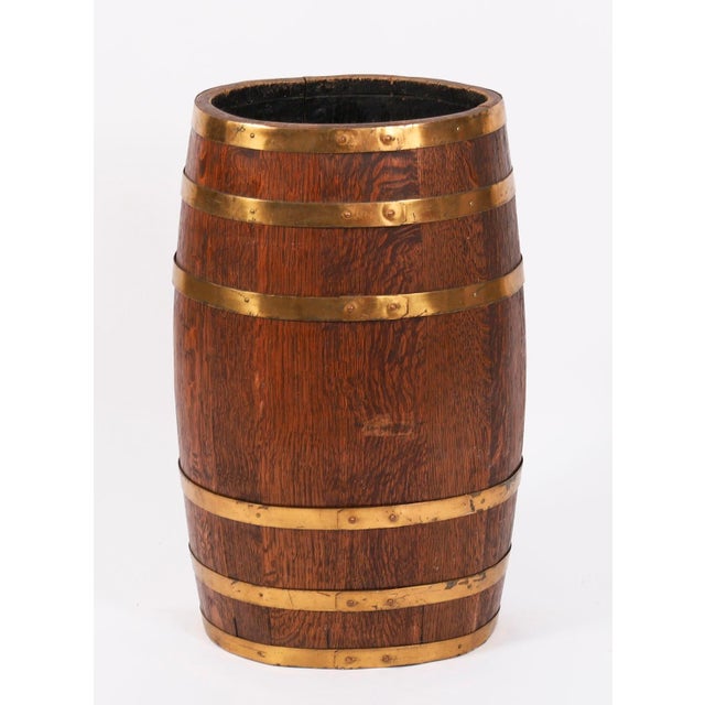 Antique Oval Brass-Bound Barrel Umbrella and Stick Stand, 1810s For Sale - Image 12 of 16