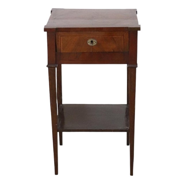 Antique Walnut Nightstand with Two Drawers, 1700s For Sale