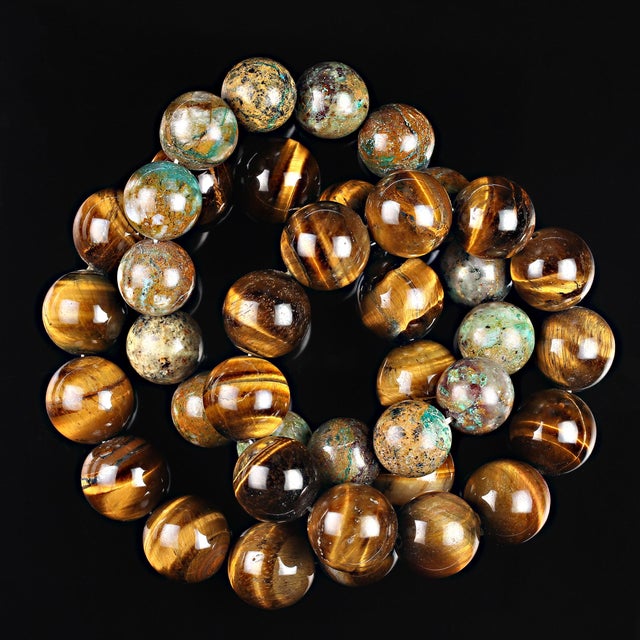 Traditional Three Fall Color Stretchy Gemstone Beaded Bracelets - 3 Pieces For Sale - Image 3 of 4