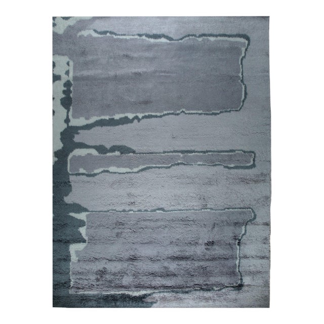 9x12 Maya Classic Purple Abstract Modern Hand Knotted Wool Carpet Rug For Sale