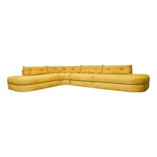 Exclusive Yellow Double Bumper Four Piece Sectional Made to Order For Sale