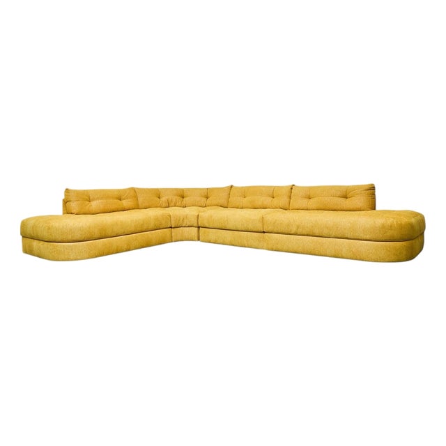 Exclusive Yellow Double Bumper Four Piece Sectional Made to Order For Sale