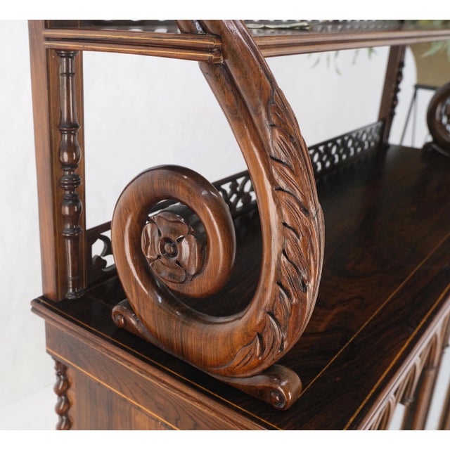 Antique 19th Century English Regency Carved Rosewood Tiered Sideboard For Sale - Image 4 of 12