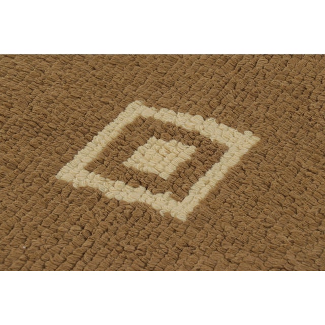 1950s Vintage Tulu Shag Rug in Warm Brown With Beige Geometric Medallion - Rug & Kilim For Sale - Image 5 of 8