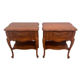 French Provincial Nightstands, Pair, C. 1960s-1970s For Sale