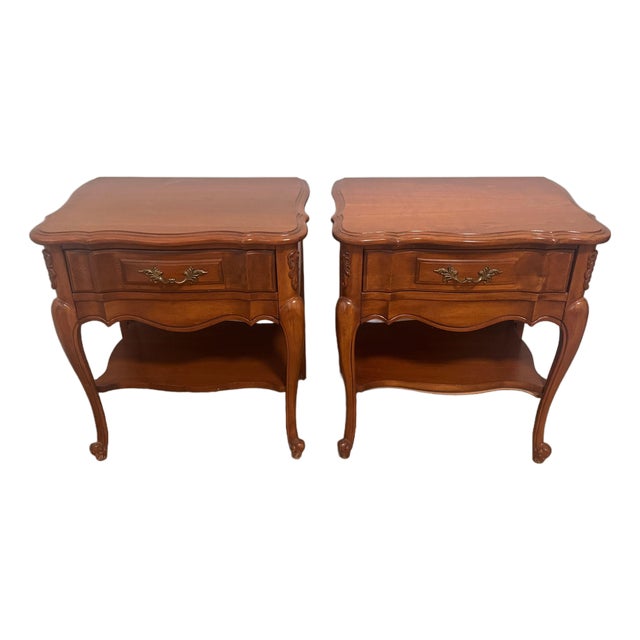 French Provincial Nightstands, Pair, C. 1960s-1970s For Sale