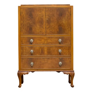 British Art Deco Style Tallboy Linen Cabinet, 1950s For Sale