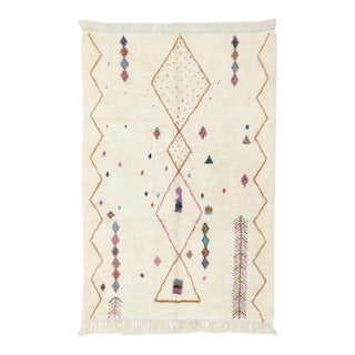 Boho Tribal Symbol Hand-Knotted Wool Rug | 7'11" X 5'4" | One of a Kind For Sale