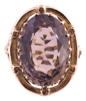 14k Gold Large Smoky Quartz Ring, Size 8
