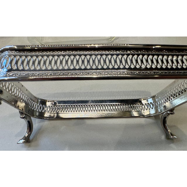 Mid 20th Century Silverplate Footed Casserole / Bread / Dessert Server With Pyrex Insert For Sale - Image 9 of 9