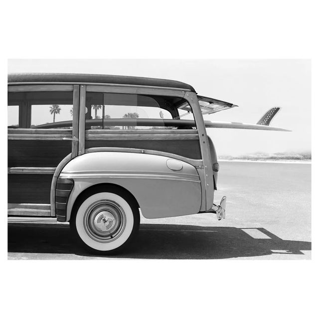 Skodonnell, Old Woodie Station Wagon With Surfboard, Photographic Paper For Sale