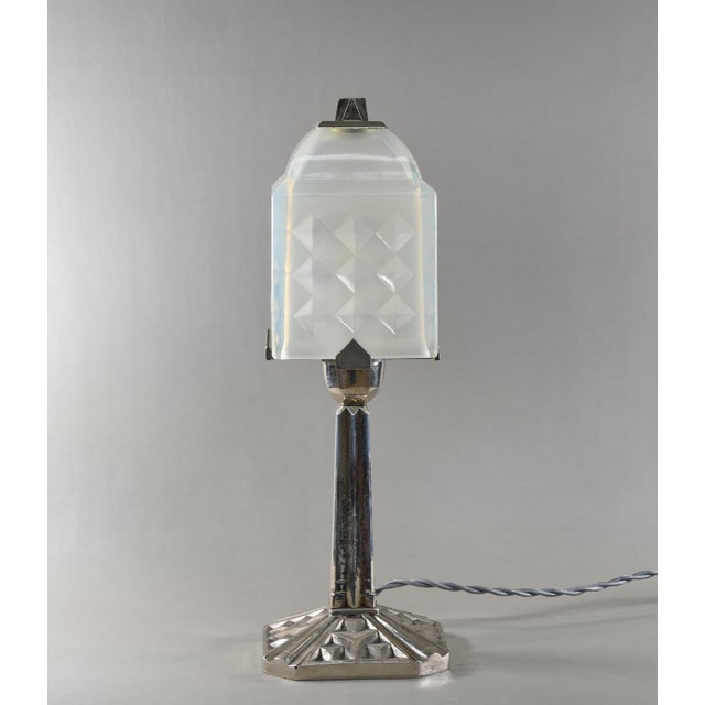 Metal French Art Deco Lamp by Simonet & Dieupart 1930 France For Sale - Image 7 of 14