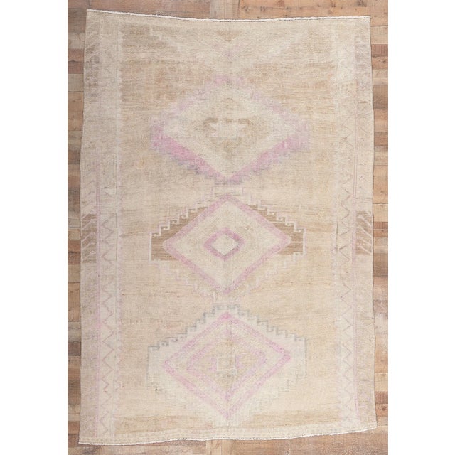 Mid 20th Century Muted Vintage Turkish Oushak Rug, 06'08 X 09'06 For Sale - Image 9 of 10