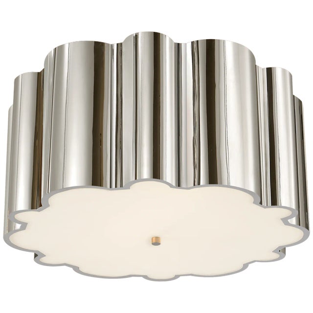 Markos Grande Flush Mount in Polished Nickel with Frosted Acrylic Designer: Alexa Hampton Mounting: Flush Shade Detail:...