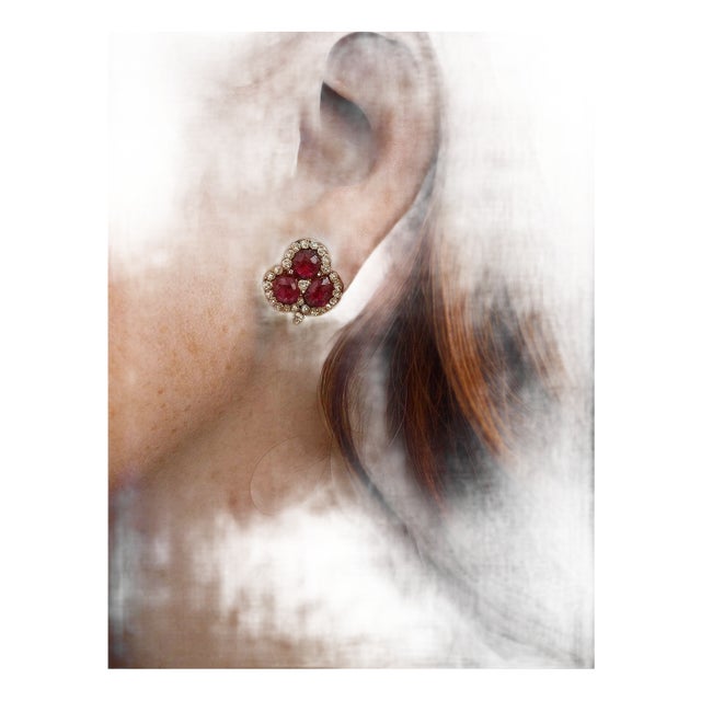 Bochic "Orient" Vintage Retro Diamond & Ruby & Set In 18K Gold & Silver For Sale