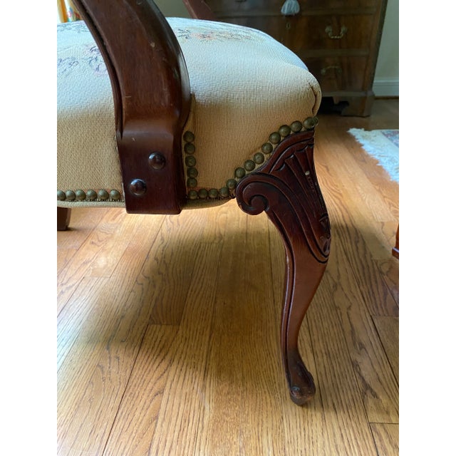 Vintage Louis XV Style Early 1900’s Open Arm Chair With Nailhead Trim For Sale - Image 9 of 10