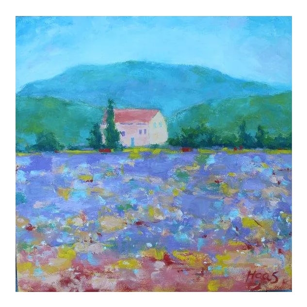 Provence Lavender, Modern Impressionist Oil Painting For Sale