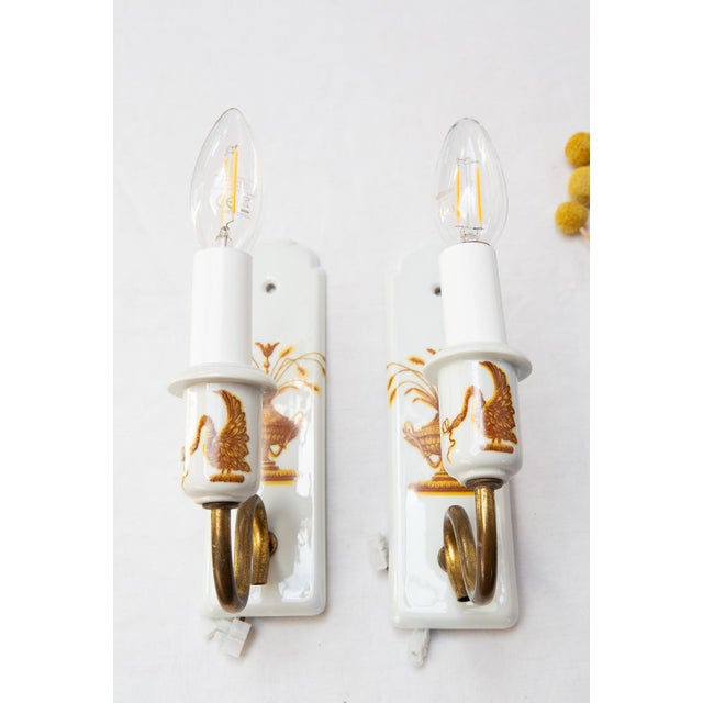 Antique French Wall Lights Lamballe from Porcelaine De Paris, 1920s, Set of 2 For Sale - Image 6 of 7
