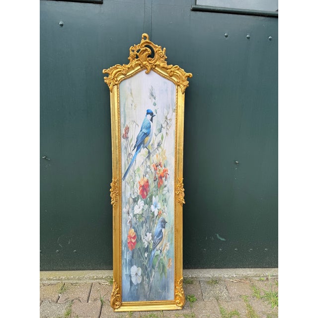 1970 French Louis XVI Gold Beech Bird Textile Art - 1 Pc For Sale - Image 4 of 12