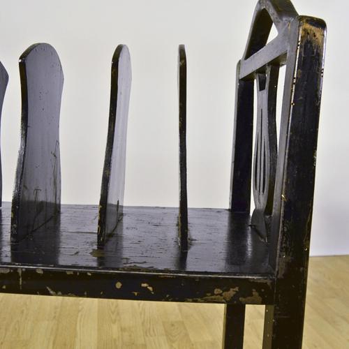 Wood Magazine Rack in Black Lacquered Wood, 1900s For Sale - Image 7 of 9