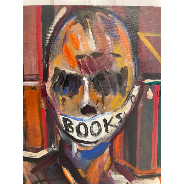 Early 21st Century Original Modern Painting on Board "The Last Bookstore" Social Commentary For Sale - Image 5 of 10