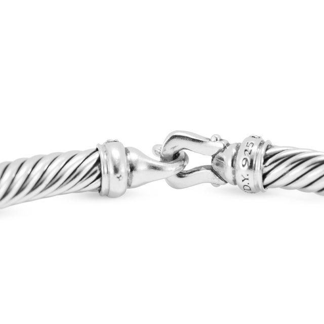 Early 21st Century David Yurman Buckle Classic Cable Silver With Diamonds 5mm Bangle Bracelet For Sale - Image 5 of 7