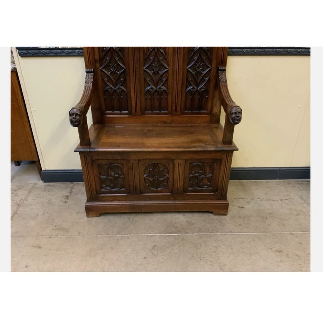 Antique Neo-Gothic Wardrobe with Chest Bench, 1880s For Sale - Image 12 of 14