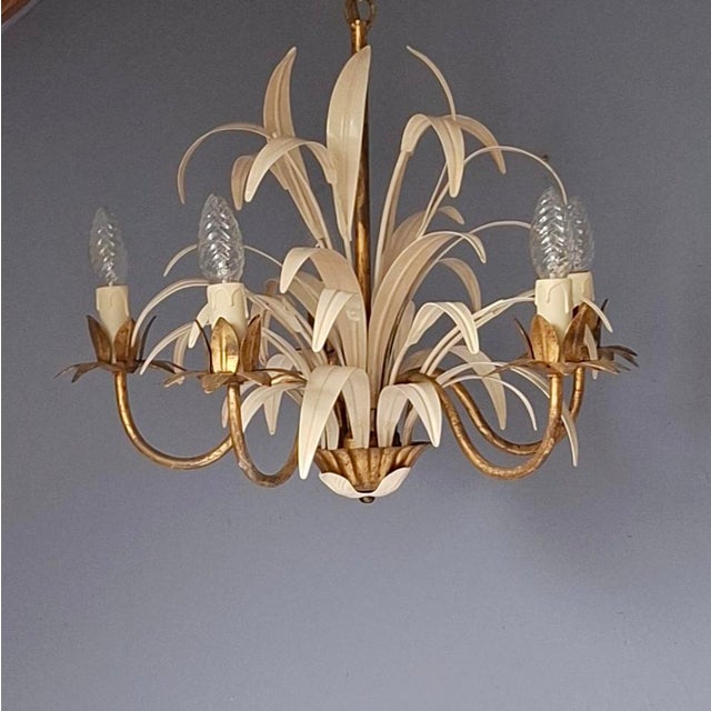 Metal French Chandelier in the style of Coco Chanel, 1960s For Sale - Image 7 of 7
