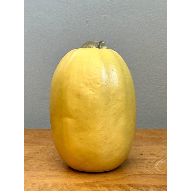 Vintage Yellow Earthenware Gourd For Sale - Image 4 of 12