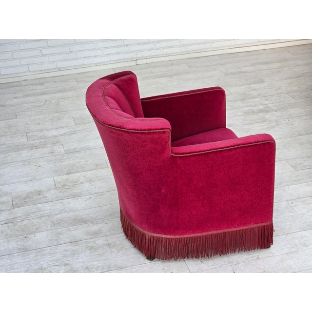 Red Danish Relax Armchair in Red Velour with Ash Legs, 1960s For Sale - Image 8 of 18