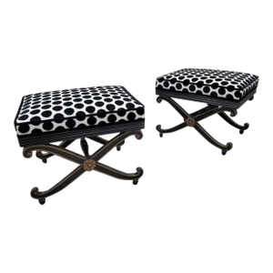Vintage French Regency Style Ottomans Newly Reupholstered - Pair