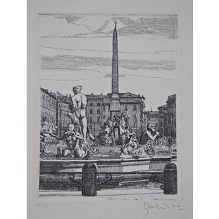Giuseppe Malandrino, Navona Square, Etching, 1970s For Sale