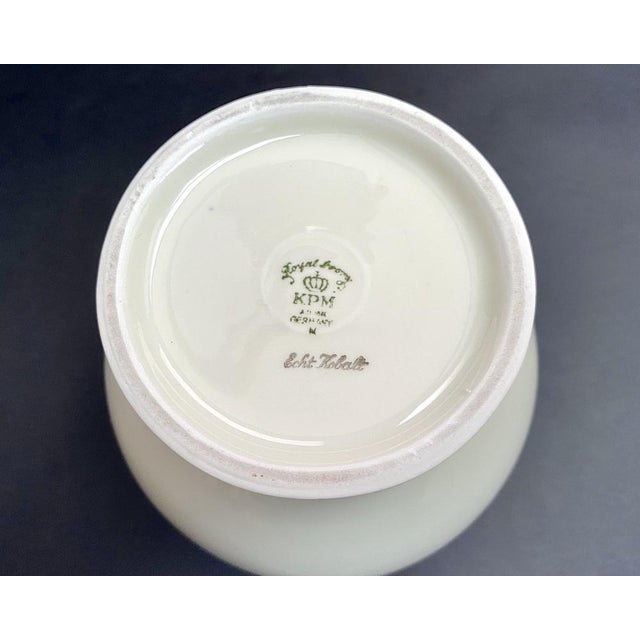 German Ivory White Blue Porcelain Vase from KPM Bavaria German, 1950s For Sale - Image 6 of 7