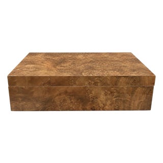 Large Honey Burlwood Glossy Veneer Decorative Box For Sale