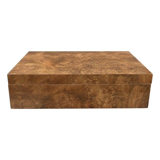 Large Honey Burlwood Glossy Veneer Decorative Box For Sale