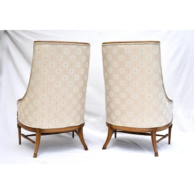 Mid 20th Century Tall Curved Back Accent Lounge Chairs by Tomlinson, Pair For Sale - Image 5 of 9