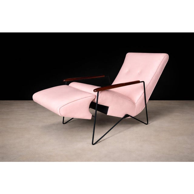 Brazilian Modern Reclining Chair in Metal, Hardwood & Leather, Ernesto Hauner, 1960s For Sale - Image 9 of 15