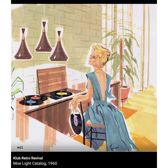 Moe Light Vintage Mid-Century Modern Light Pendant Light Fixture Moe Light For Sale - Image 4 of 5