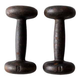 Vintage 5 Lb Hand Weights - a Pair For Sale