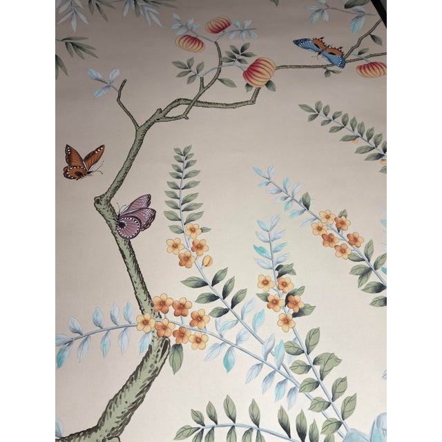 Bring the beauty of a hand-painted garden into your interior with this elegant Chinoiserie scenic mural, featuring...