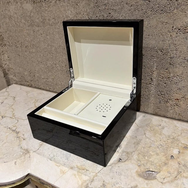 2010s Modern Jewelry Music Box Gray Gloss Oak Wood For Sale - Image 5 of 12