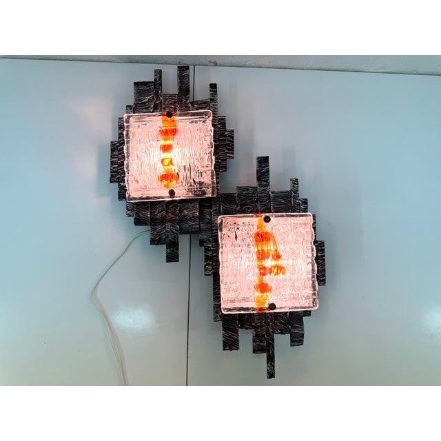 Mid-Century Modern Brutalist Two-Light Wall Lamp by Albano Poli for Poliarte, 1960s For Sale - Image 3 of 14