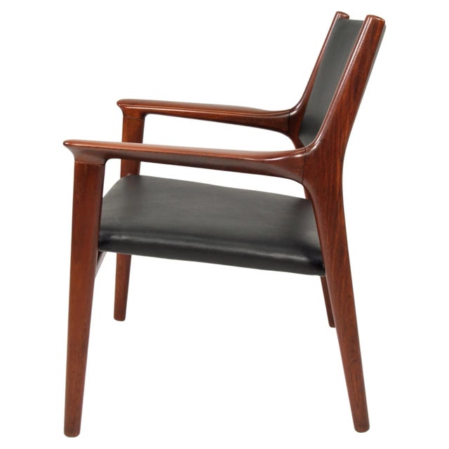 Black Hans Wegner Jh-515 Black Leather Teak Armchair for Johannes Hansen For Sale - Image 8 of 13