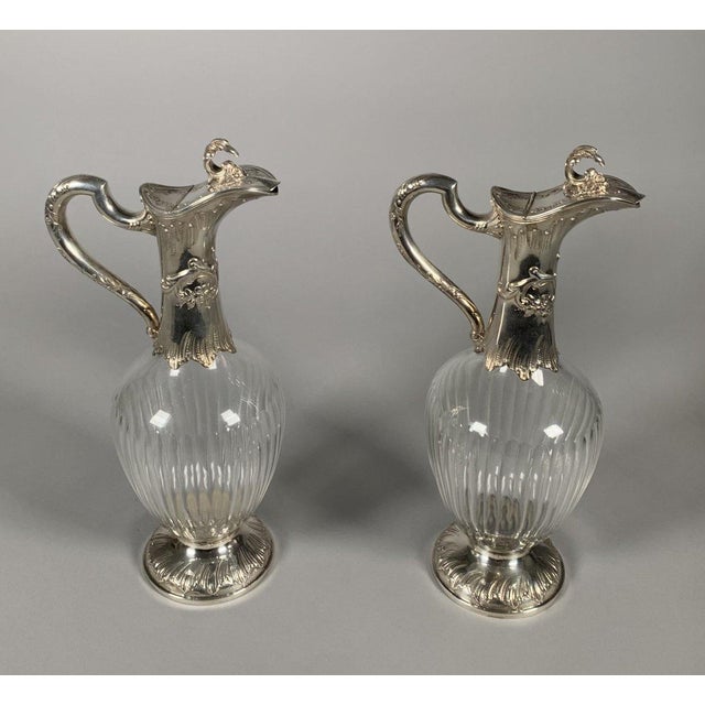19th Century Rococo Crystal and Silver Ewers - a Pair For Sale - Image 4 of 8