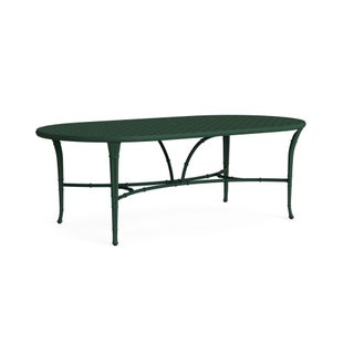 Brown Jordan Calcutta 44" x 86" Oval Cast Umbrella Dining Table in Forest Green For Sale