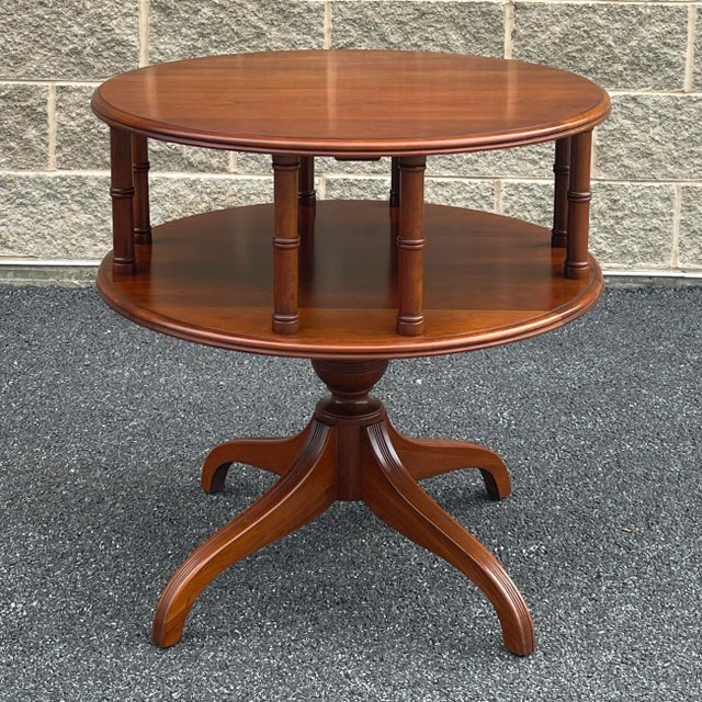 Vintage Pennsylvania House Traditional Solid Cherry Round Pedestal Side Table For Sale - Image 13 of 13