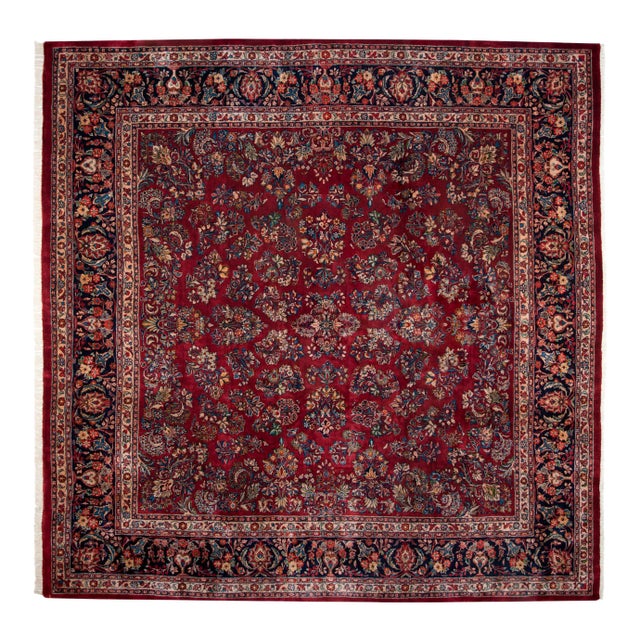 Vintage Fine Sarouk Square Rug - 11'10" X 11'10" For Sale