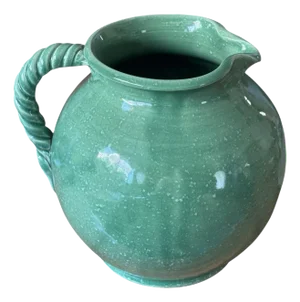 Vintage Ethan Allen Pottery Green Pitcher, Made in Italy